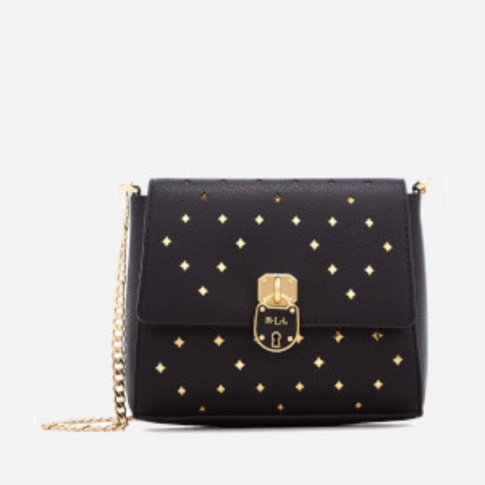 LAUREN RALPH LAUREN SKYLER CROSS BODY BAG BLK/GOLD